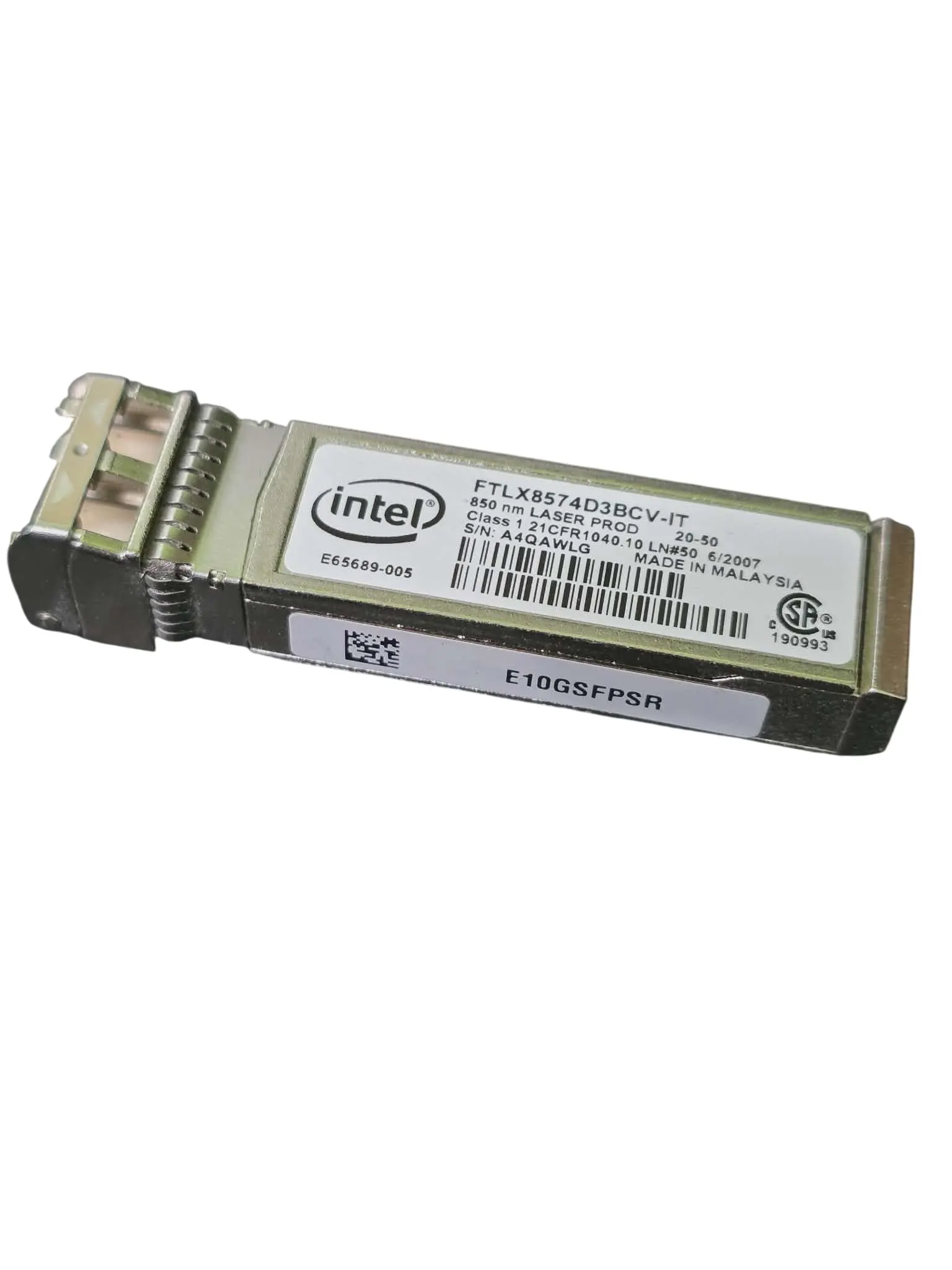 Moduł optyczny: Intel E10GSFPSR (FTLX8574D3BCV-IT)